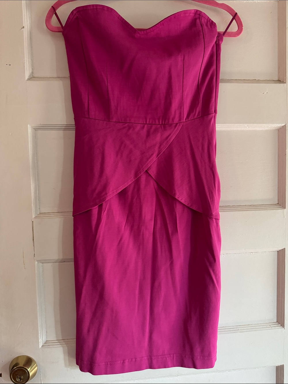 H&M Strapless Sweetheart Sheath Dress in Fuchsia